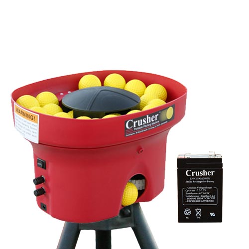 Crusher Fastball & Curveball Mini Ball Pitching Machine With 4 Hr. Battery