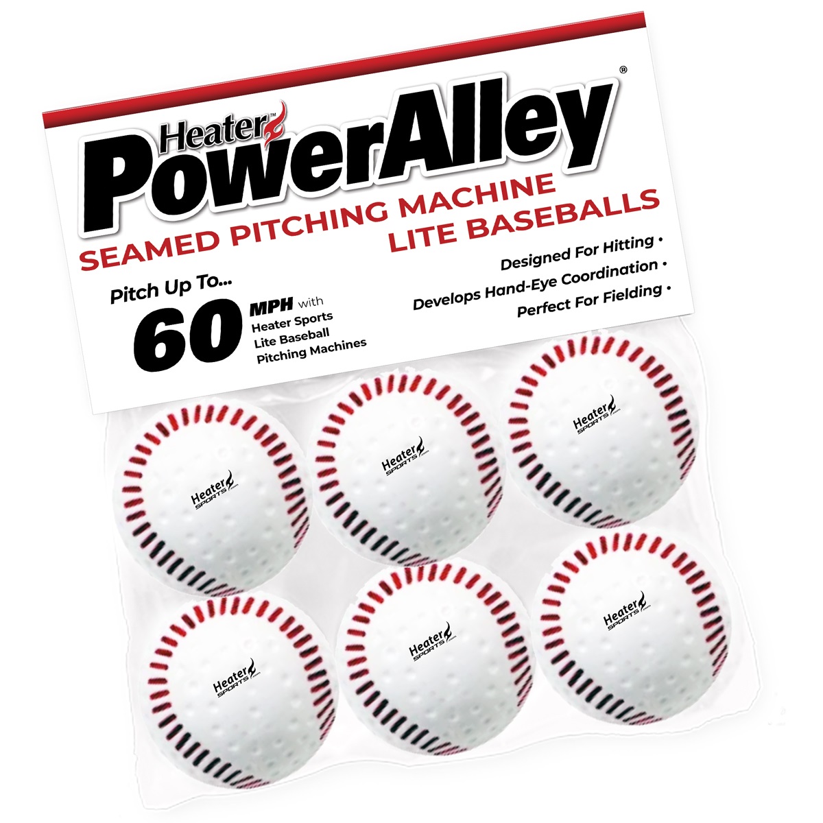 PowerAlley Seamed 60 MPH White Lite Baseballs