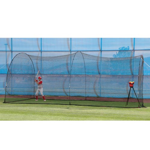 Crusher Fastball & Curveball Mini Ball Pitching Machine With PowerAlley 22' Batting Cage